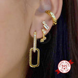 925 Silver Crystal Hoop Earrings Minimalist Flower Women Party Jewelry