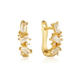 925 Silver Crystal Hoop Earrings Minimalist Flower Women Party Jewelry