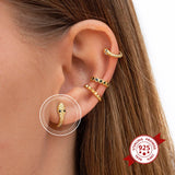 925 Silver Crystal Snake Cross Hoop Earrings Animals Jewelry