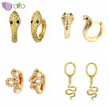 925 Silver Crystal Snake Cross Hoop Earrings Animals Jewelry