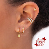 925 Silver Crystal Snake Cross Hoop Earrings Animals Jewelry