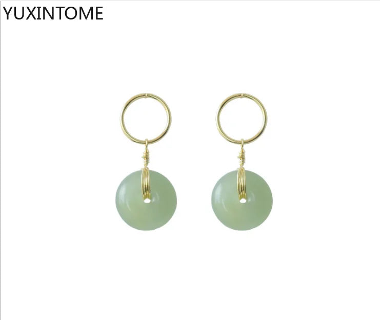 925 Silver Jade Earrings for Women - Geometric Studs