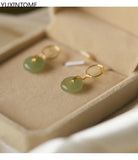 925 Silver Jade Earrings for Women - Geometric Studs