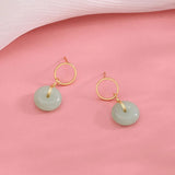 925 Silver Jade Earrings for Women - Geometric Studs