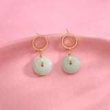 925 Silver Jade Earrings for Women - Geometric Studs