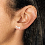 925 Silver Crystal CZ Stud Earrings Women Birthday