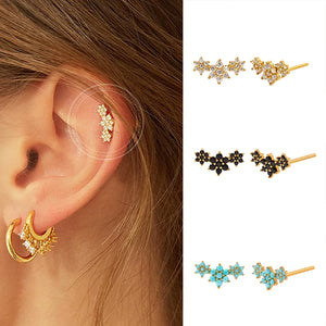 925 Silver Crystal CZ Stud Earrings Women Birthday