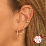925 Sterling Silver CZ Stud Earrings Round Birthday