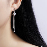 Sterling Silver Four-Leaf Clover Tassel Earrings