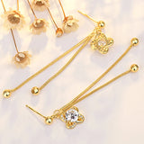 Sterling Silver Four-Leaf Clover Tassel Earrings
