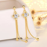 Sterling Silver Four-Leaf Clover Tassel Earrings