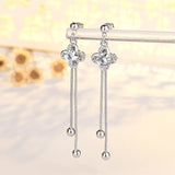 Sterling Silver Four-Leaf Clover Tassel Earrings