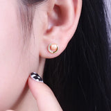 925 Silver Natural Pearl Stud Earrings Crystal Earpins