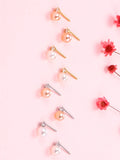 925 Silver Natural Pearl Stud Earrings Crystal Earpins