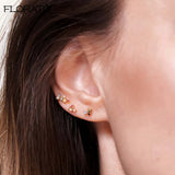925 Silver Crystal Zircon Stud Earrings Jewelry Women Birthday Gift