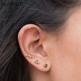 925 Silver Crystal Zircon Stud Earrings Jewelry Women Birthday Gift