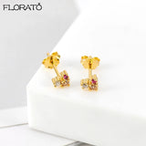 925 Silver Crystal Zircon Stud Earrings Jewelry Women Birthday Gift