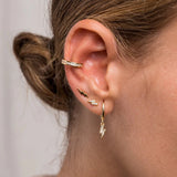 925 Silver Lightning Earrings Crystal Hoop Women's Jewelry