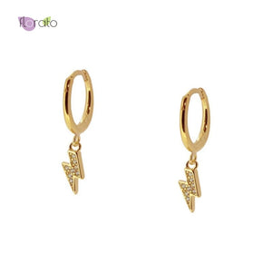925 Silver Lightning Earrings Crystal Hoop Women's Jewelry
