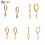 925 Silver Lightning Earrings Crystal Hoop Women's Jewelry