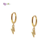 925 Silver Lightning Earrings Crystal Hoop Women's Jewelry
