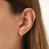925 Silver Lightning Hoop Earrings Pave Crystal Geometric Pendant