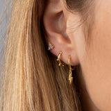 925 Silver Lightning Hoop Earrings Pave Crystal Geometric Pendant