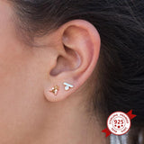 925 Silver Little Bee Zircon Stud Earrings Wedding Jewelry