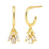 925 Silver Little Bee Zircon Stud Earrings Wedding Jewelry