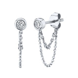 925 Silver Long Chain Earrings Crystal Tassel Piercing Jewelry