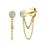 925 Silver Long Chain Earrings Crystal Tassel Piercing Jewelry