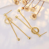 925 Silver Tassel Crystal Stud Earrings Women Fine Temperament