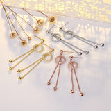925 Silver Tassel Crystal Stud Earrings Women Fine Temperament