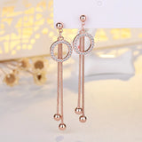 925 Silver Tassel Crystal Stud Earrings Women Fine Temperament
