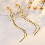925 Silver Tassel Crystal Stud Earrings Women Fine Temperament