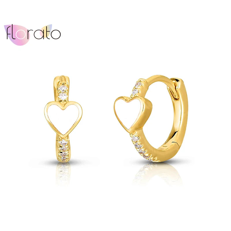 925 Silver Heart Charm Hoop Earrings for Women