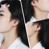 925 Silver Heart Charm Hoop Earrings for Women