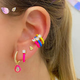 925 Silver Heart Charm Hoop Earrings for Women