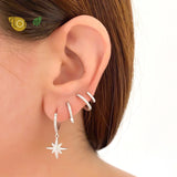 925 Silver Double Diamond Zircon Ear Cuff Clip Earrings