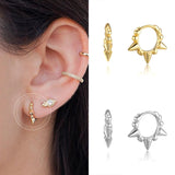 925 Silver Double Diamond Zircon Ear Cuff Clip Earrings