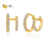 925 Silver Double Diamond Zircon Ear Cuff Clip Earrings