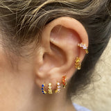 925 Silver Orange/Yellow Zircon Hoop Earrings