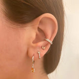 925 Silver Orange/Yellow Zircon Hoop Earrings