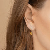 925 Silver Orange/Yellow Zircon Hoop Earrings