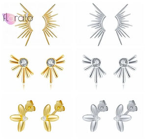 925 Silver Metal Wings Stud Earrings For Women
