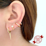 925 Silver Crystal Zircon Hoop Earrings for Women