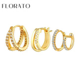 925 Silver Crystal Zircon Hoop Earrings for Women