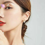 925 Silver Cross Crystal Stud Earrings for Women