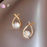 925 Silver Cross Crystal Stud Earrings for Women
