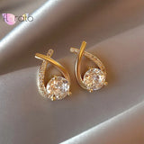 925 Silver Cross Crystal Stud Earrings for Women
